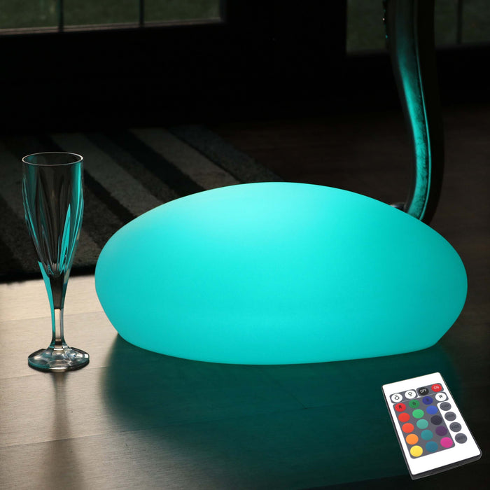 Decorative Colour Changing LED Table Lamp, Rechargeable, Pebble Stone