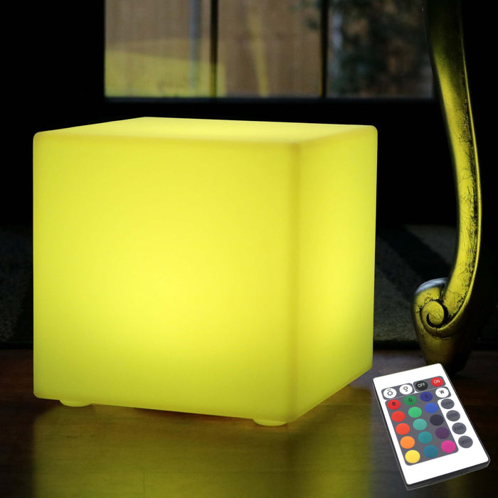 LED Cube Light, 30cm Rechargeable Table Lamp, Dimmable Colour Changing