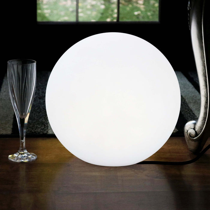 30cm Modern Ball Table Lamp, Dimmable White Mains Powered E27