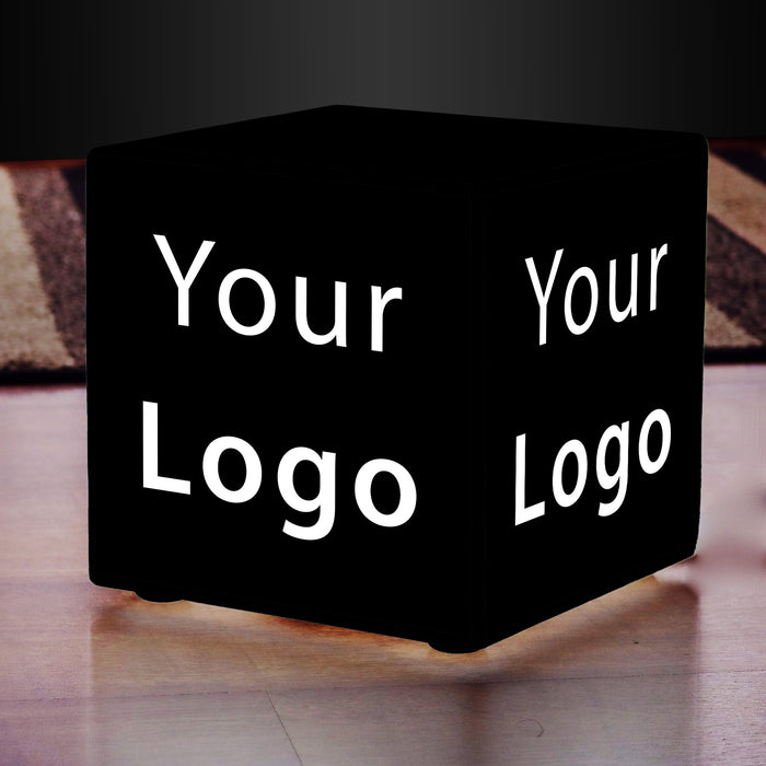 Branded Custom LED Cube Block, Illuminated Advertising Logo Lightbox for Exhibition, Backlit Freestanding DJ Expo Booth Display Signage