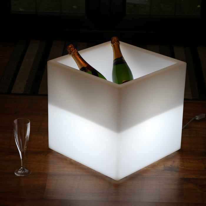 Large 40 x 40 cm LED Ice Bucket Wine Champagne Cooler, Bottle Drinks Holder, Multi Colour RGB