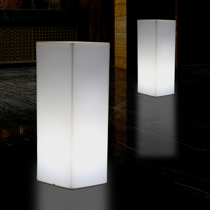 80 cm LED Illuminated Plinth Pillar, Modern E27 Floor Lamp for Event, Lounge, White